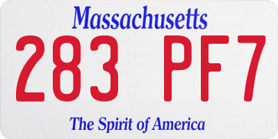 MA license plate 283PF7