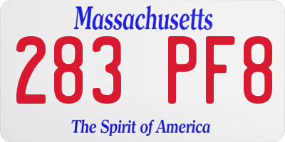 MA license plate 283PF8