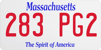 MA license plate 283PG2