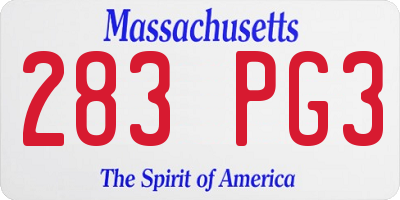 MA license plate 283PG3