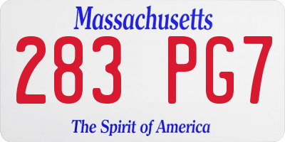 MA license plate 283PG7