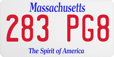 MA license plate 283PG8