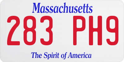 MA license plate 283PH9
