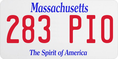 MA license plate 283PI0
