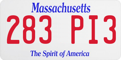 MA license plate 283PI3
