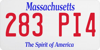 MA license plate 283PI4