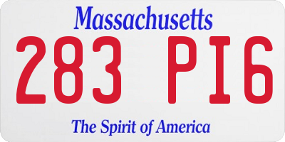 MA license plate 283PI6
