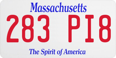 MA license plate 283PI8