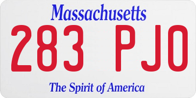 MA license plate 283PJ0
