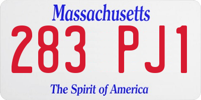 MA license plate 283PJ1