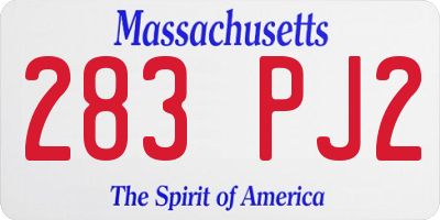 MA license plate 283PJ2