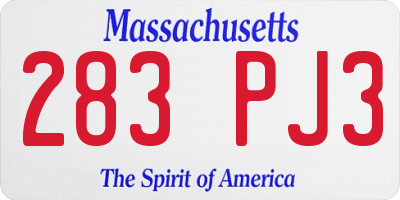 MA license plate 283PJ3