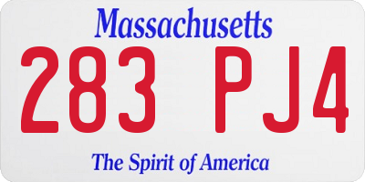 MA license plate 283PJ4