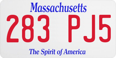 MA license plate 283PJ5