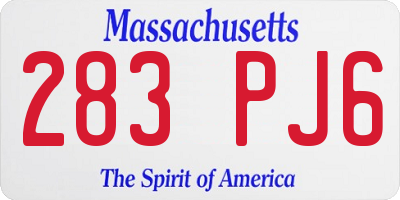 MA license plate 283PJ6