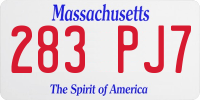 MA license plate 283PJ7