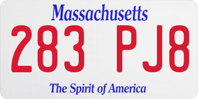 MA license plate 283PJ8