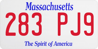 MA license plate 283PJ9