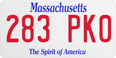 MA license plate 283PK0