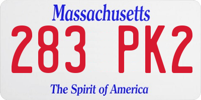 MA license plate 283PK2