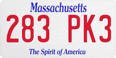 MA license plate 283PK3