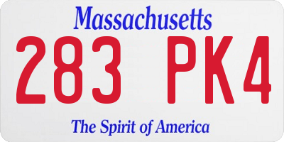MA license plate 283PK4