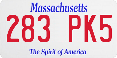 MA license plate 283PK5