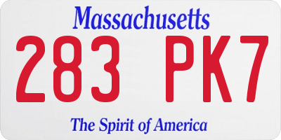 MA license plate 283PK7