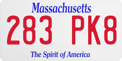 MA license plate 283PK8