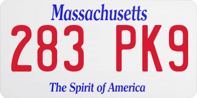 MA license plate 283PK9