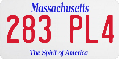 MA license plate 283PL4