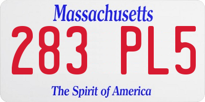 MA license plate 283PL5