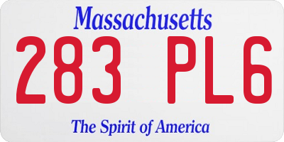 MA license plate 283PL6