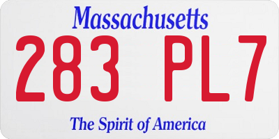 MA license plate 283PL7