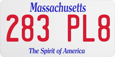 MA license plate 283PL8
