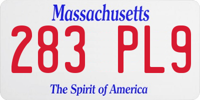 MA license plate 283PL9