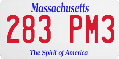 MA license plate 283PM3