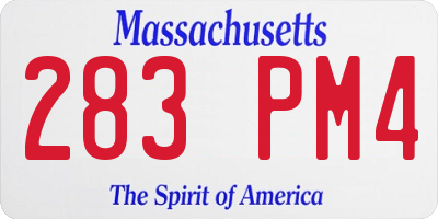 MA license plate 283PM4