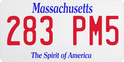 MA license plate 283PM5
