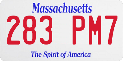 MA license plate 283PM7