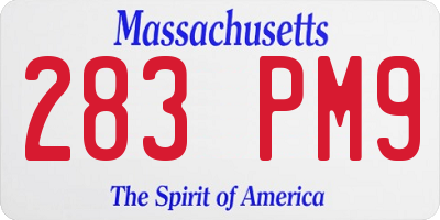MA license plate 283PM9