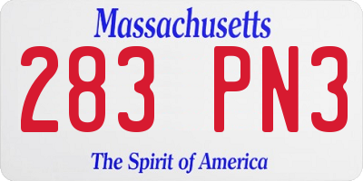 MA license plate 283PN3