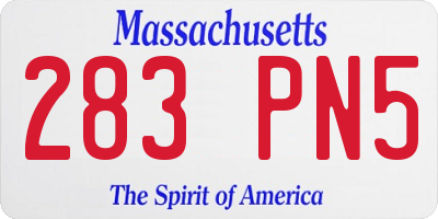 MA license plate 283PN5