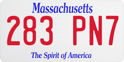 MA license plate 283PN7