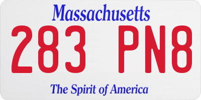 MA license plate 283PN8