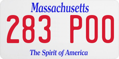 MA license plate 283PO0