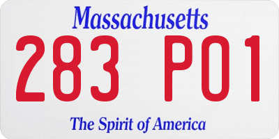 MA license plate 283PO1