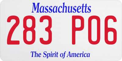 MA license plate 283PO6