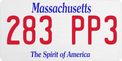 MA license plate 283PP3