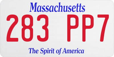 MA license plate 283PP7